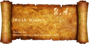 Uhrik Albert névjegykártya